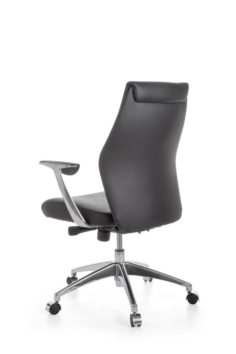 Amstyle Chefsessel SPM1.142 (Echtleder Schwarz, Bürostuhl XXL 120 kg Modern), Schreibtischstuhl Drehbar, Drehstuhl mit Armlehne