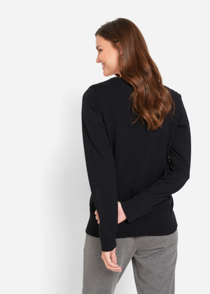 Basic Feinstrickjacke mit Knopfleiste