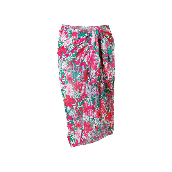 Damen Badebekleidung Pareo, Flower AOP pink/green