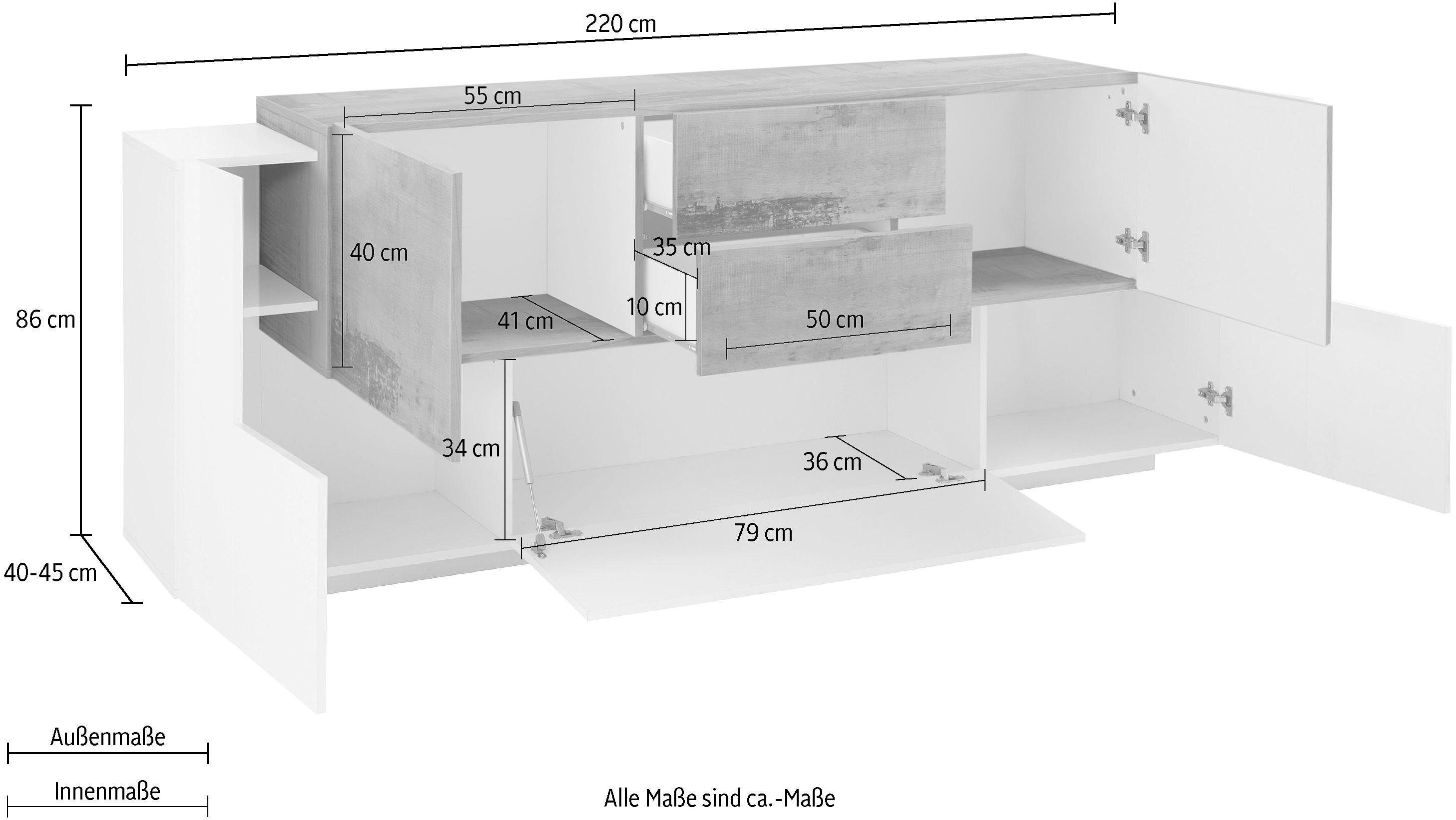 Tecnos Sideboard Coro, Breite ca. 220 cm