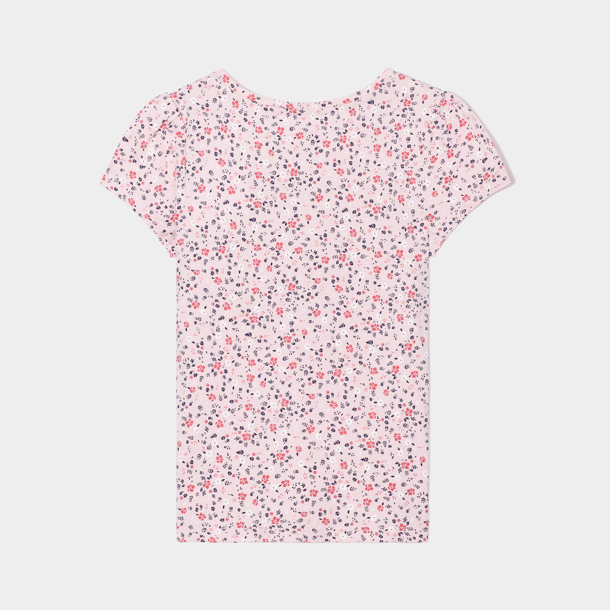 T-shirt col rond manches courtes Creeks rose poudrée fille | La Halle