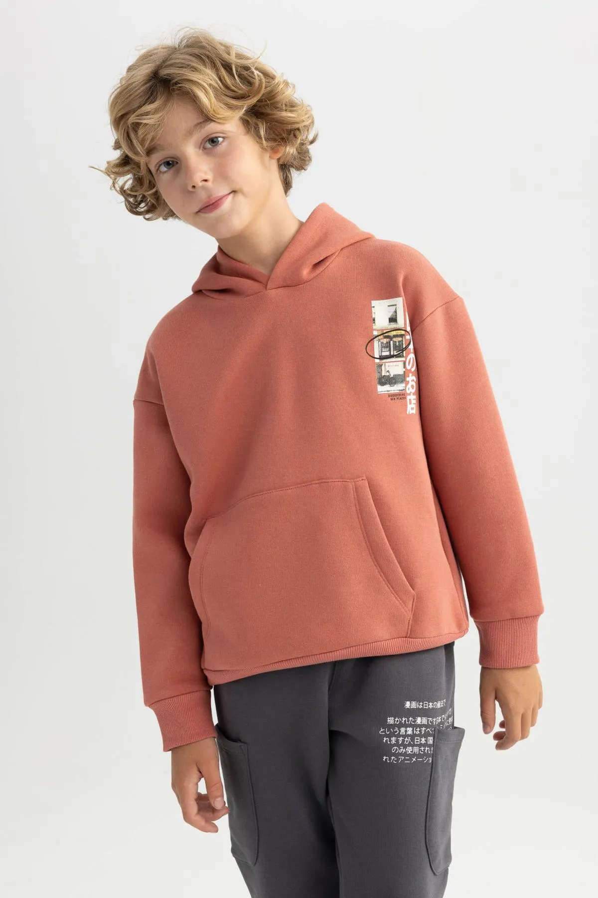 DeFacto  Dickes Sweatshirt-Sweatshirt mit Kapuze für Jungen in Oversize-Passform
