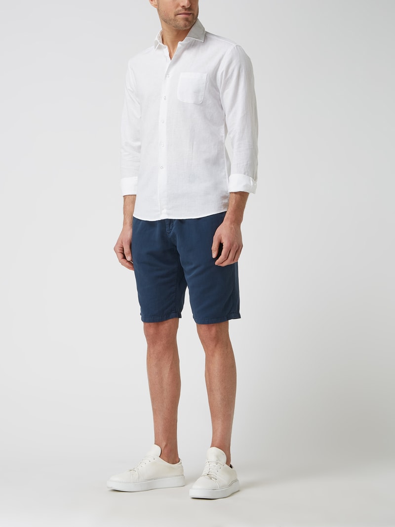 Shorts mit Leinen-Anteil in marineblau