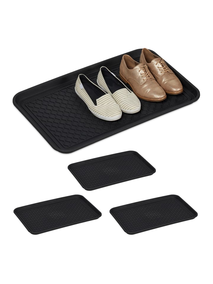 relaxdays 4x Schuhabtropfschale in Schwarz günstig kaufen onesize