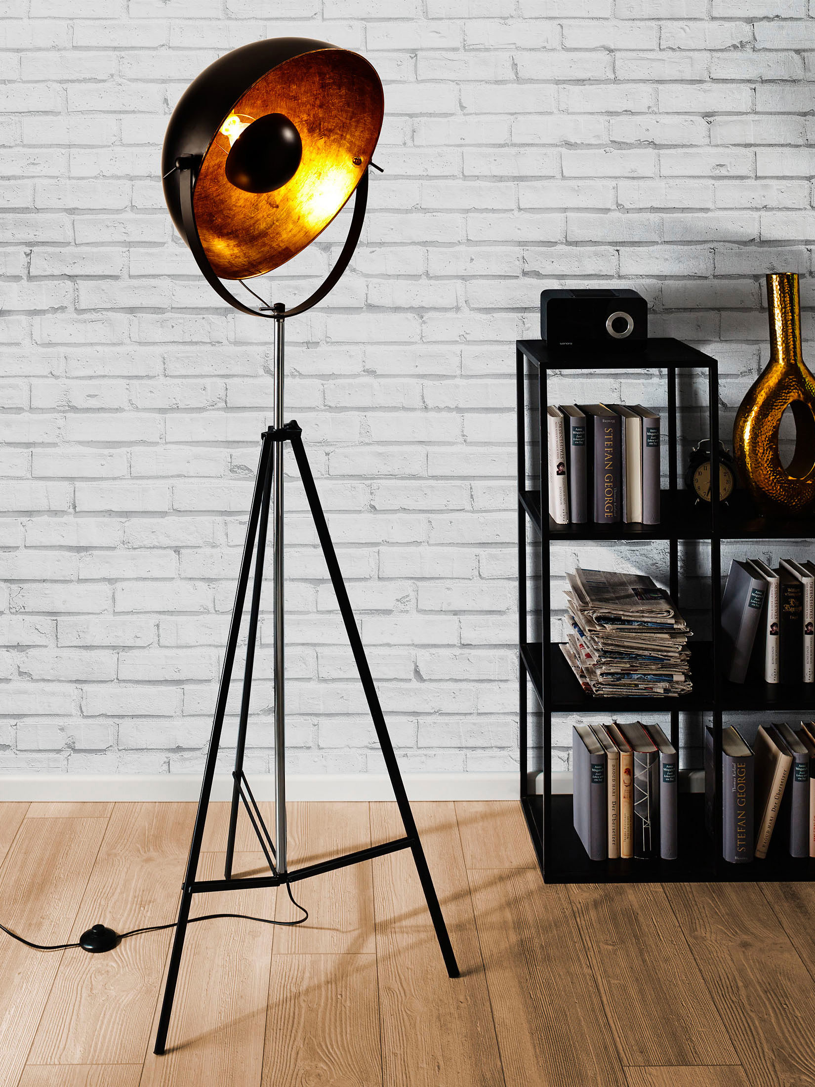 Flash Standleuchte, Schwarz/Gold