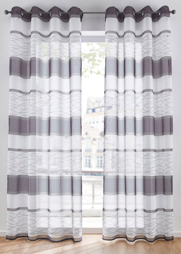 Transparente Gardine mit Querstreifen Druck (1er Pack)