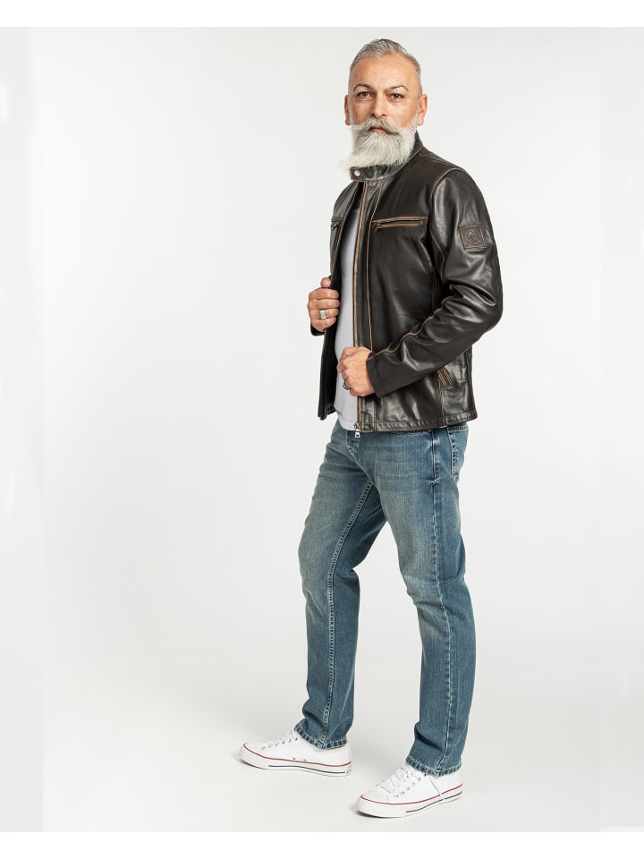 Rock Creek Lederjacke in Dunkelbraun günstig kaufen