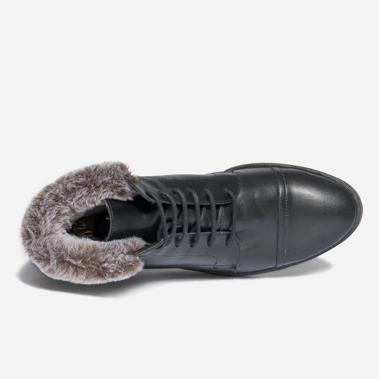 Bottine ERAM FLEX noire en cuir fourré