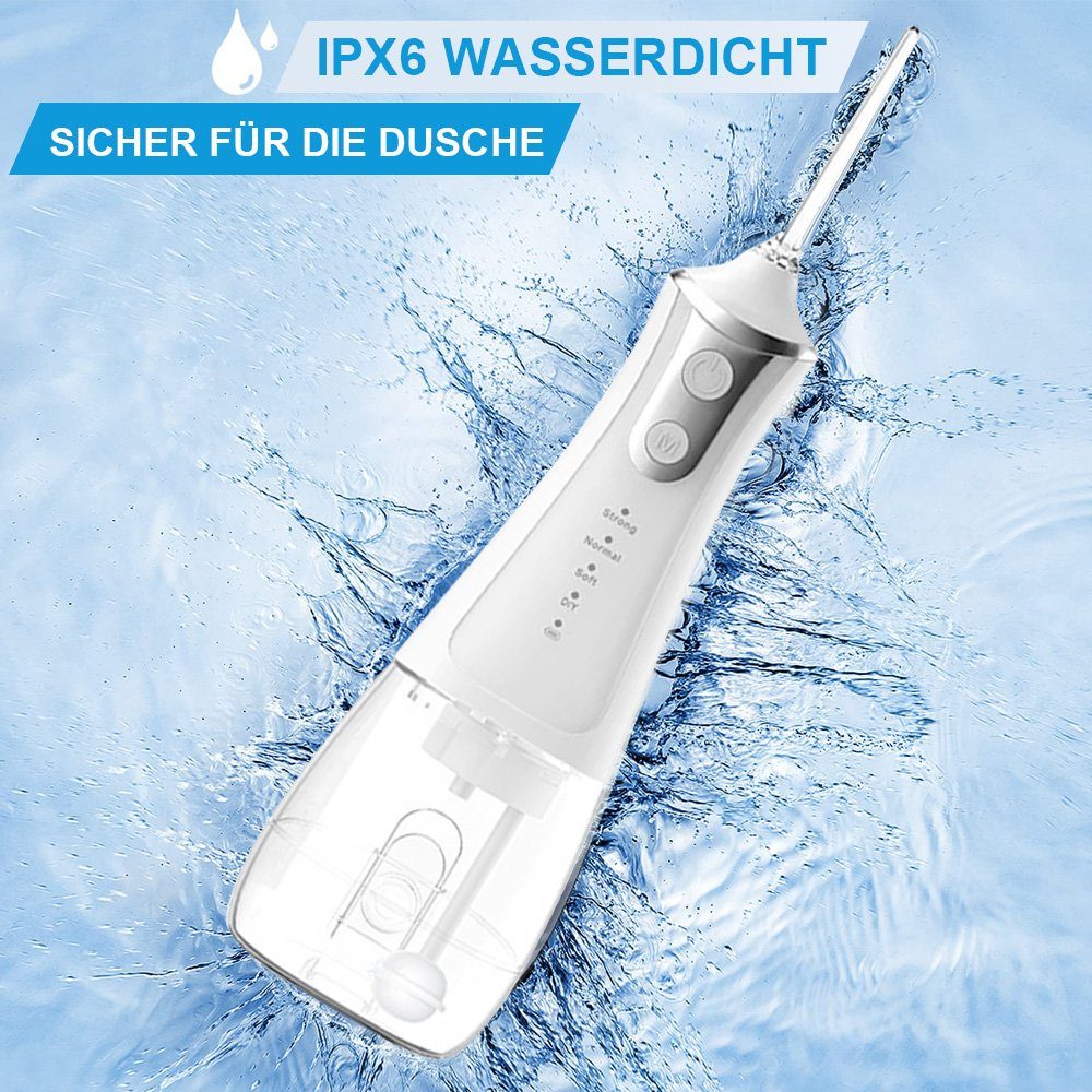 Powerwill Munddusche Kabellose Munddusche, 5 Ersatzdüsen, Zahnzwischenraumreiniger, Sanfte Zahnreinigung & Gesündes Zahnfleisch, 4 Modi für Zahnpflege