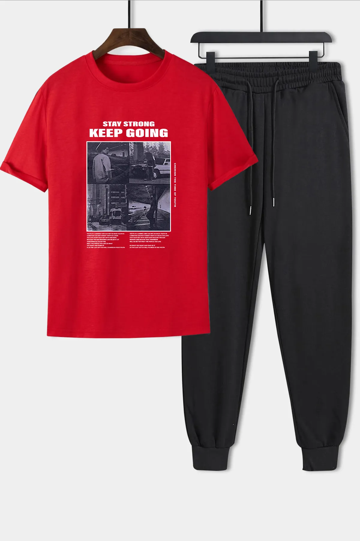 uyguntarz  Sport-Sweatsuit Set - Rot - Regular Fit