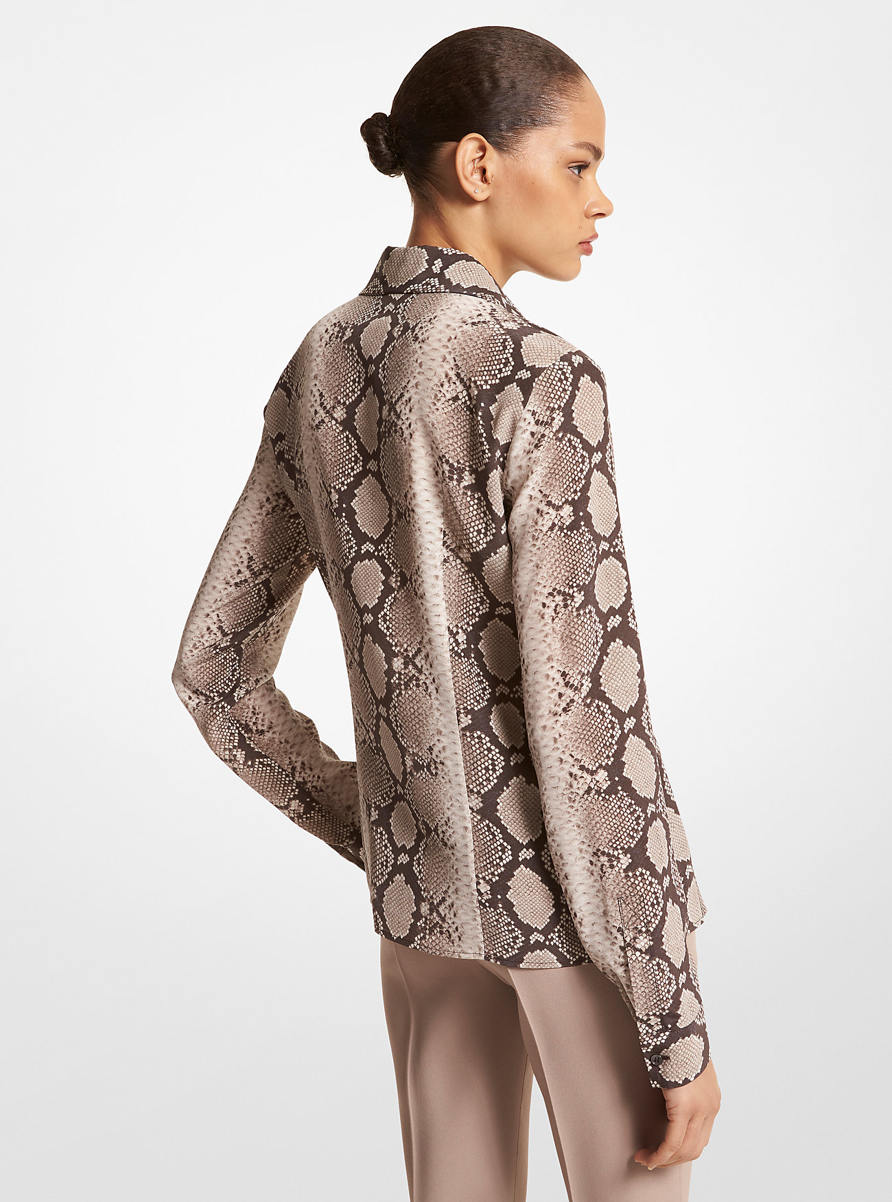 Hansen Python Organic Silk Crepe De Chine Shirt - TAUPE MULTI