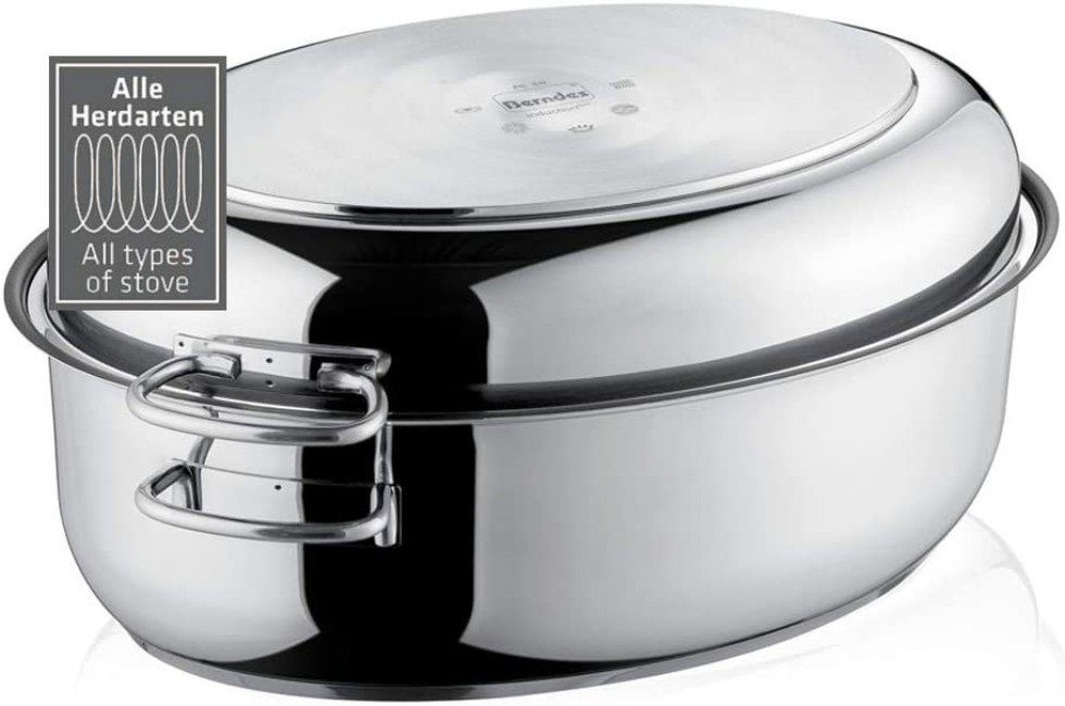Berndes Bräter Ovaler Schmortopf mit Deckel, backofengeeignet, antihaft beschichtet, Edelstahl, Induktion, 8.5l