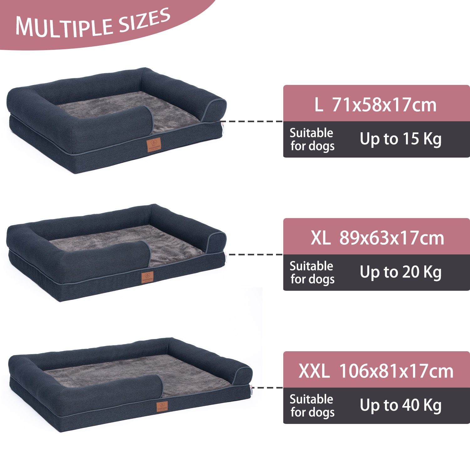 Warenhammer Tierbett Orthopädisches Premium Hundebett, flauschig weich, Abnehmbar,Waschbar, verschiedene Grössen