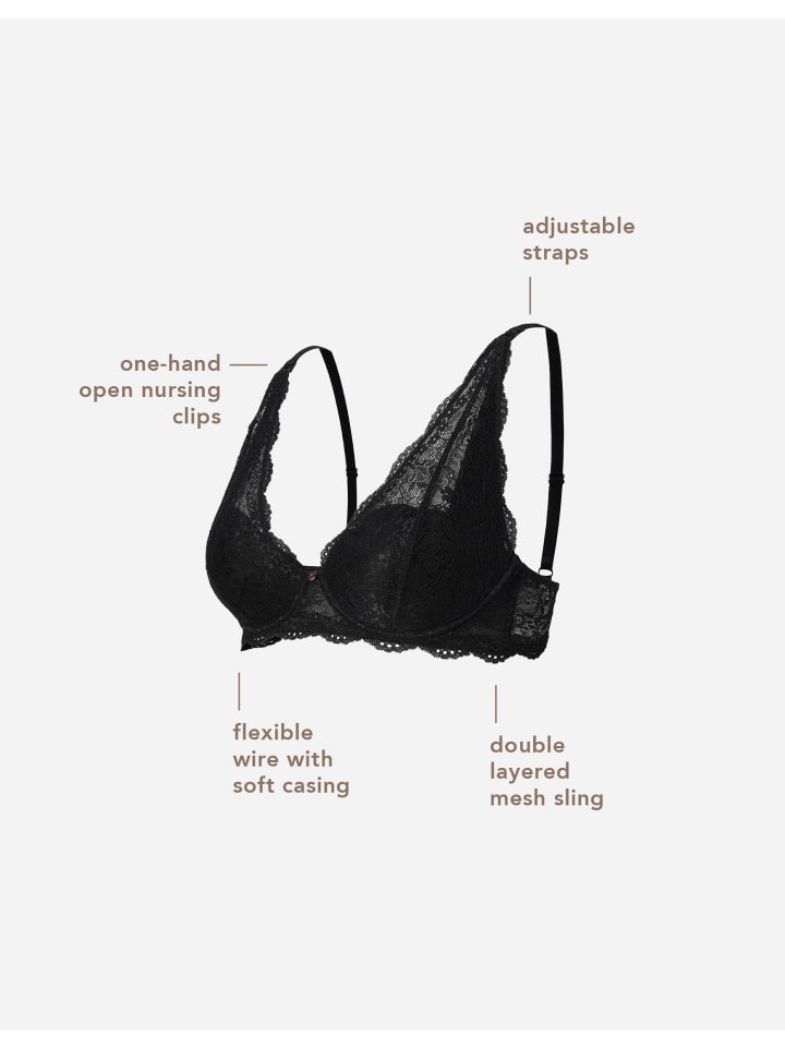 Noppies Gepolsterter Still-Bh Wired Bra Lace in Black günstig kaufen