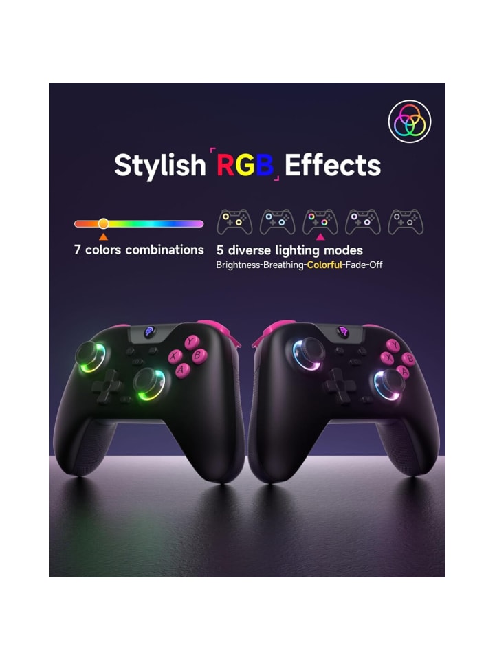Almina EasySMX X05 Controller PC mit 7 Farbe RGB Licht Hall Triggers Schwarz in Weiß günstig kaufen onesize