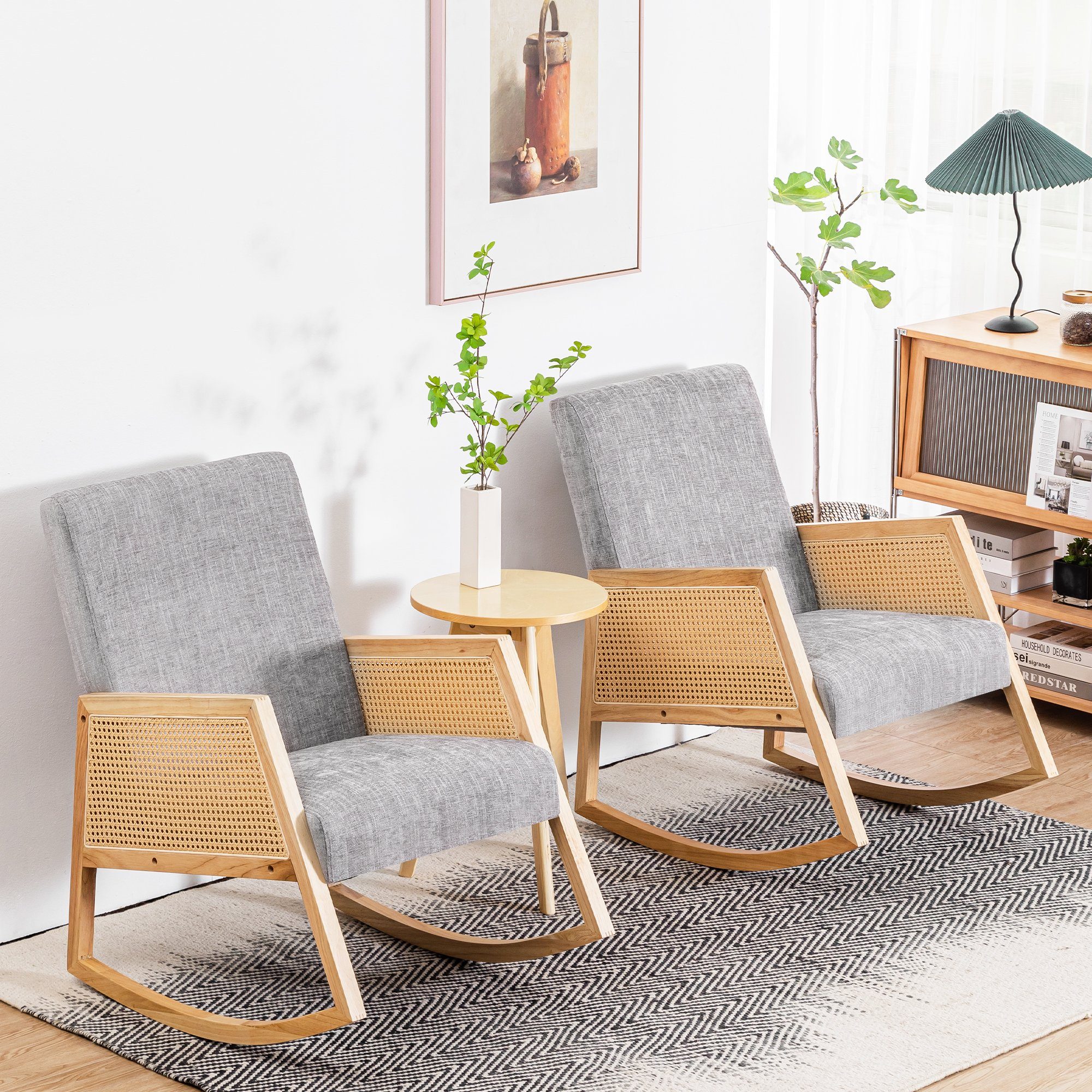 Celya Schaukelstuhl 2er Set für Wohnzimmer, Kinderzimmer, Balkon, Garten