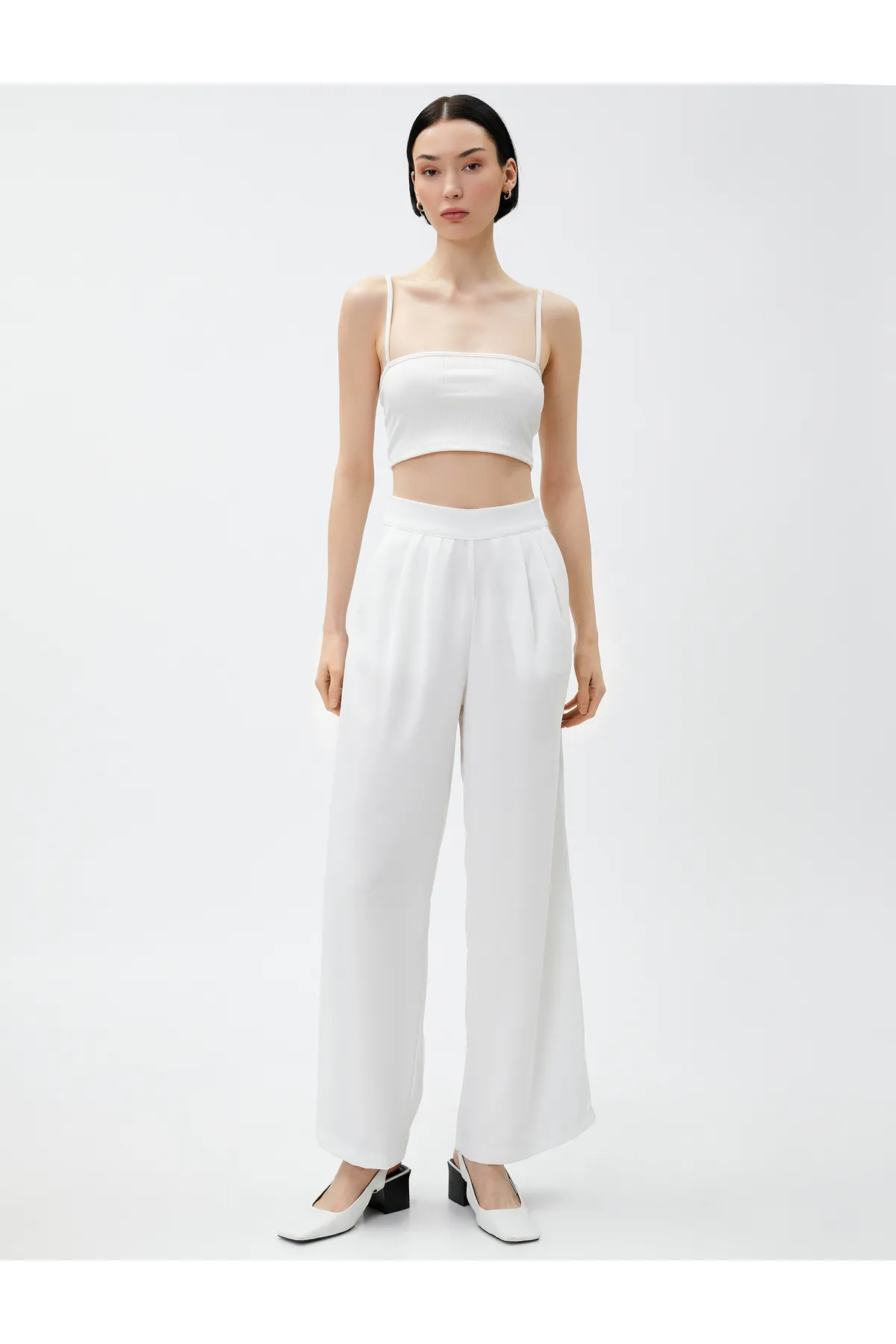 Koton  Hose mit weitem Bein, Taschen und elastischem Bund