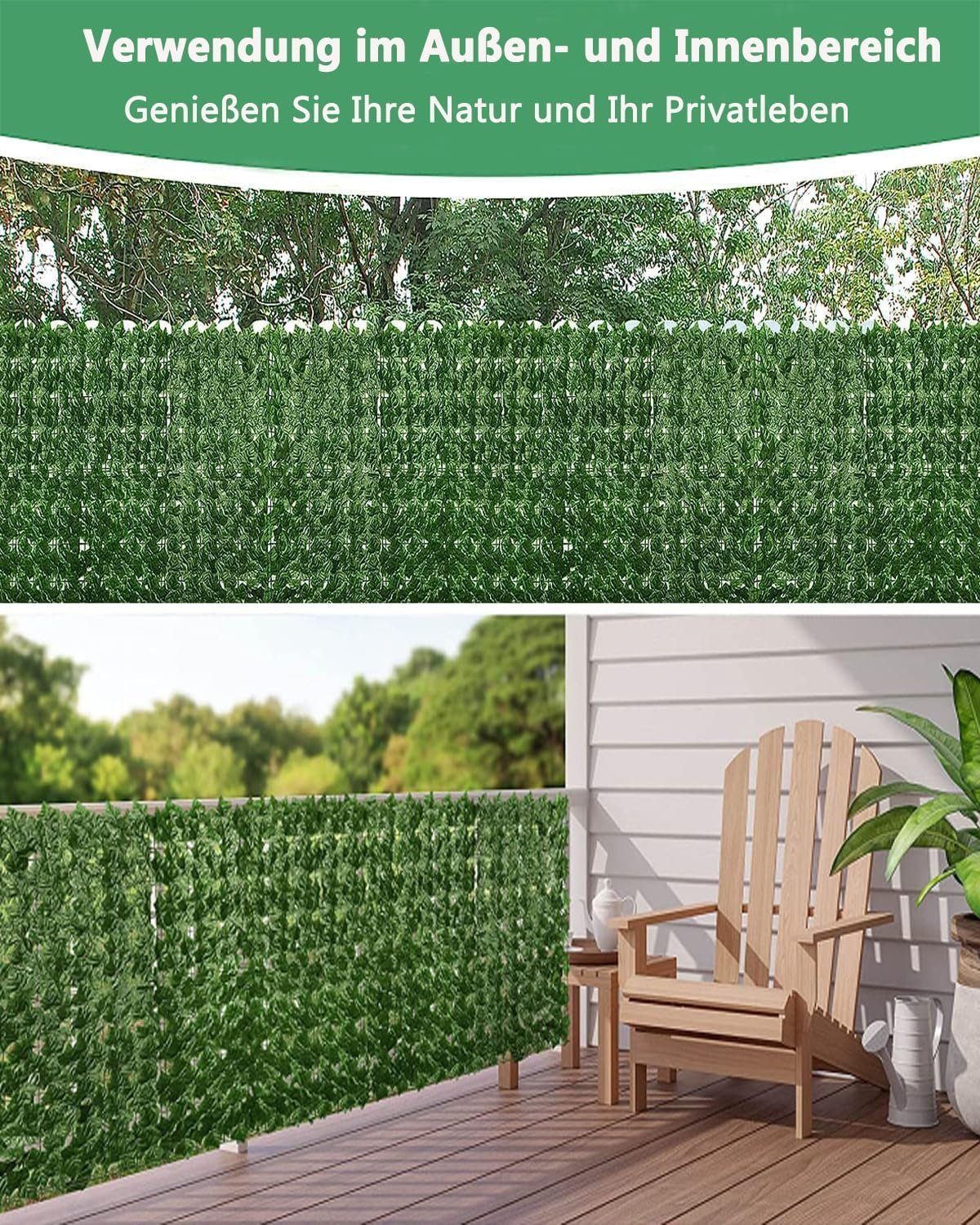 BlingBin Gartenzaun Künstliche Blätter Efeu Hecke Sichtschutz Windschutz Balkonverkleidung, (1-St), 1X3M