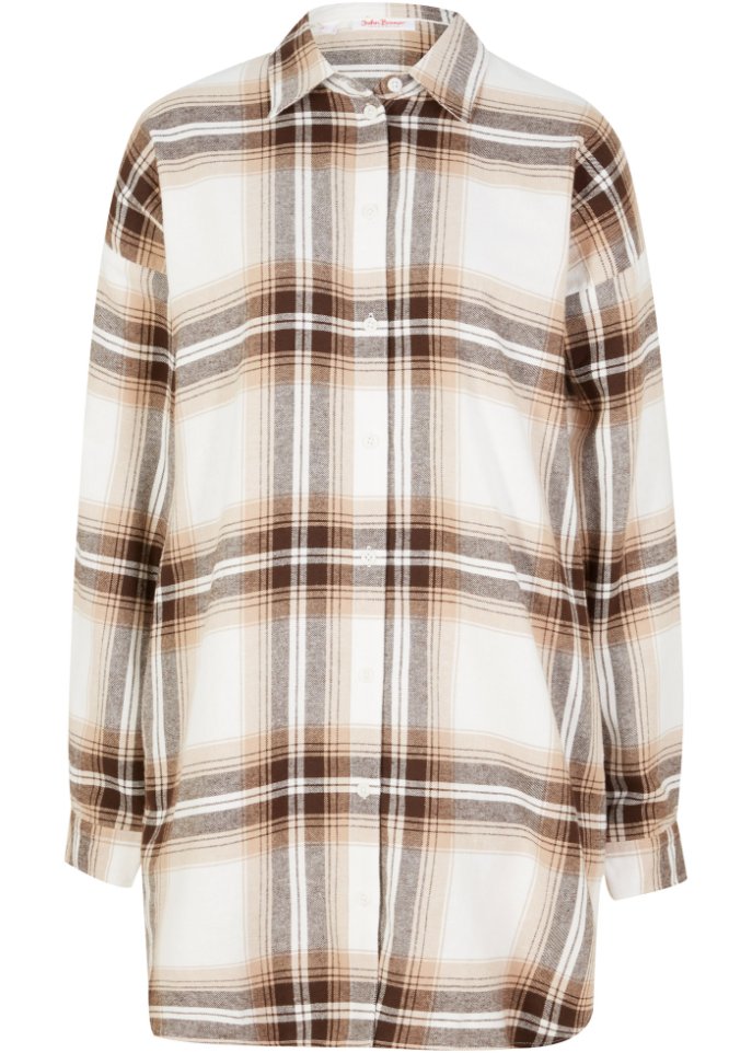 Long- Flanell- Hemdbluse, extra warm