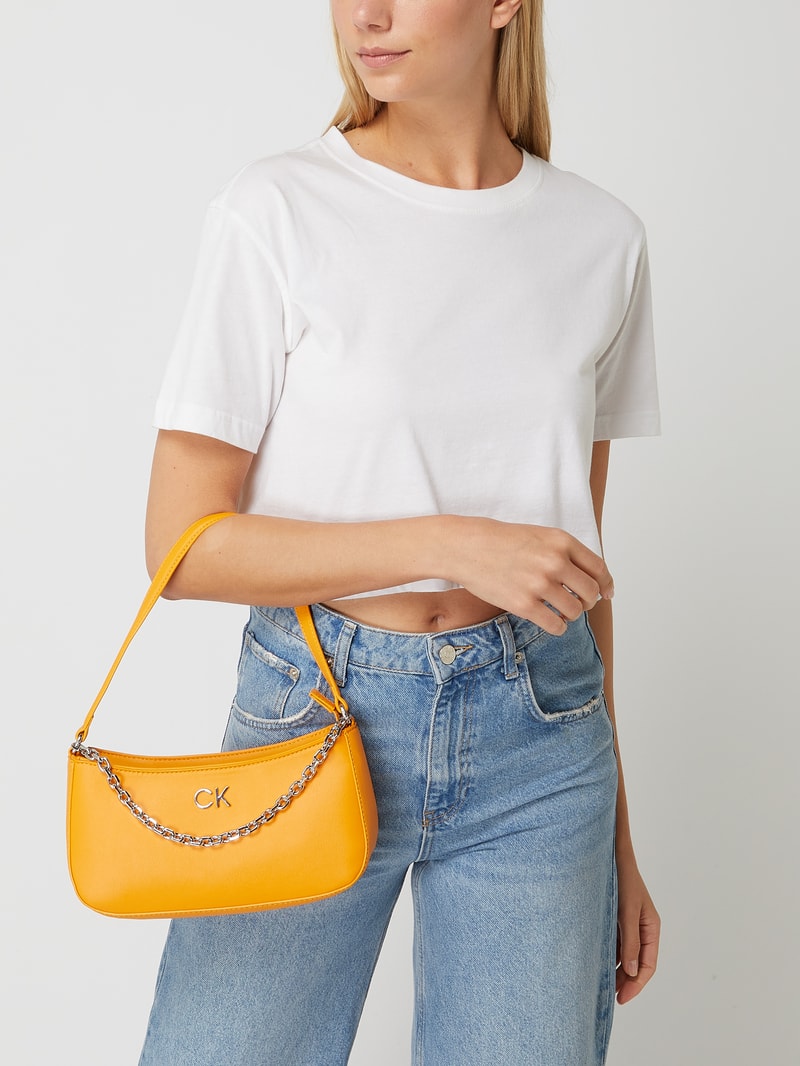Pochette in Leder-Optik in orange