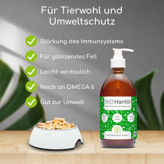 Wolfsbacher Natur Ergänzungsfutter & Aufzucht Wolfsbacher Natur Bio Hanföl 500 ml