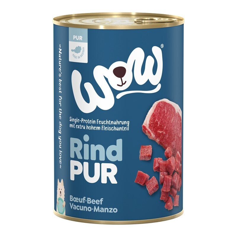 WOW Hundenassfutter WOW Pur Adult 6x400g Rind