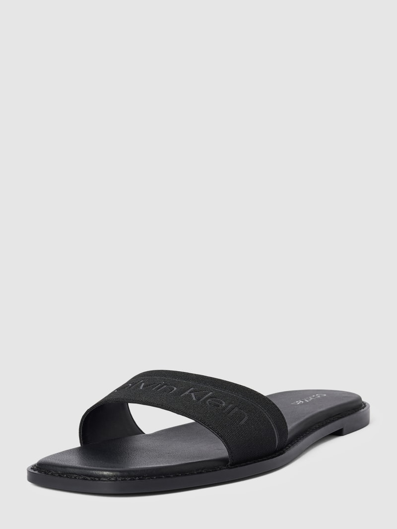 Slides mit Label-Details Modell 'SQUARED' in schwarz