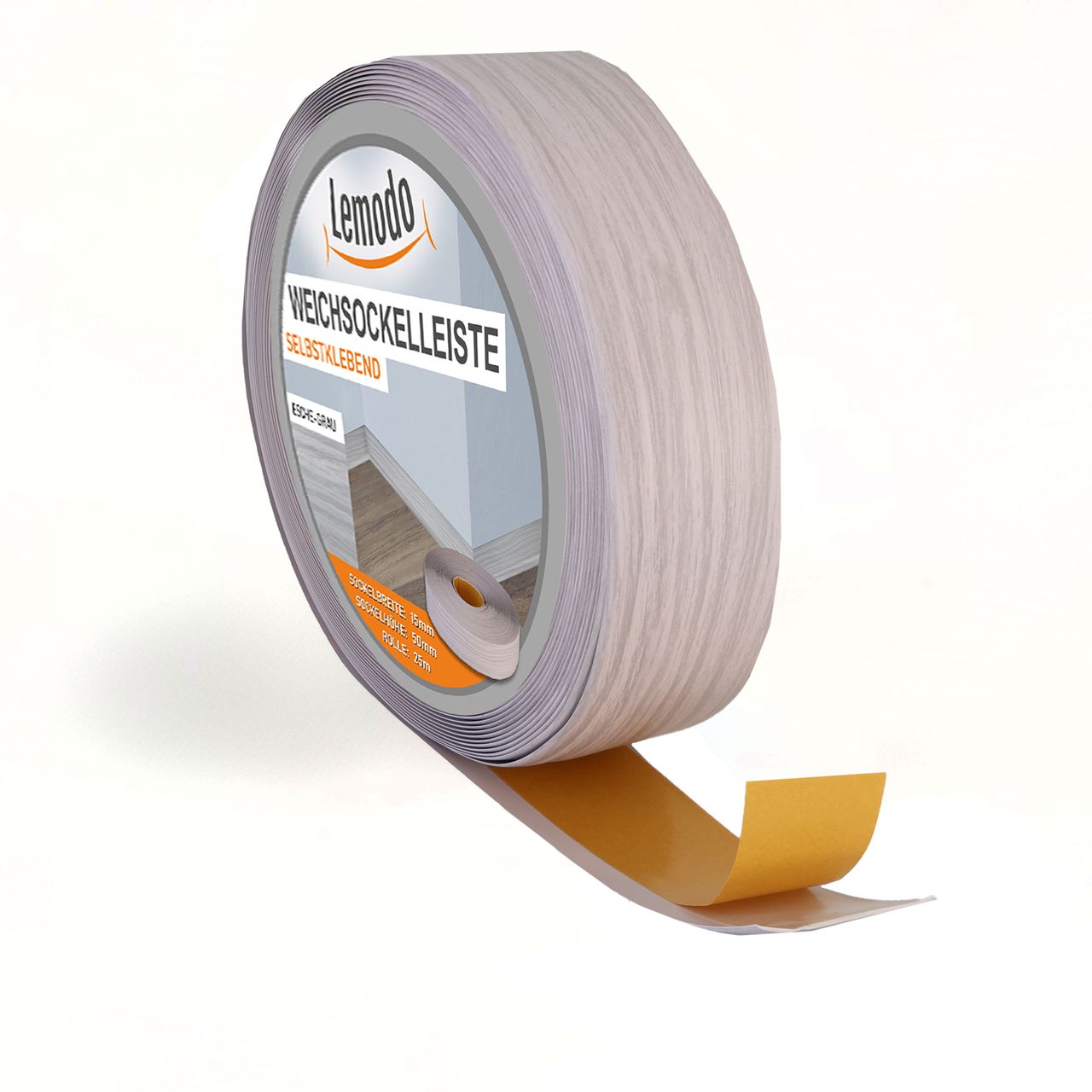 Lemodo Weichsockelleiste esche-grau, 5m Rolle