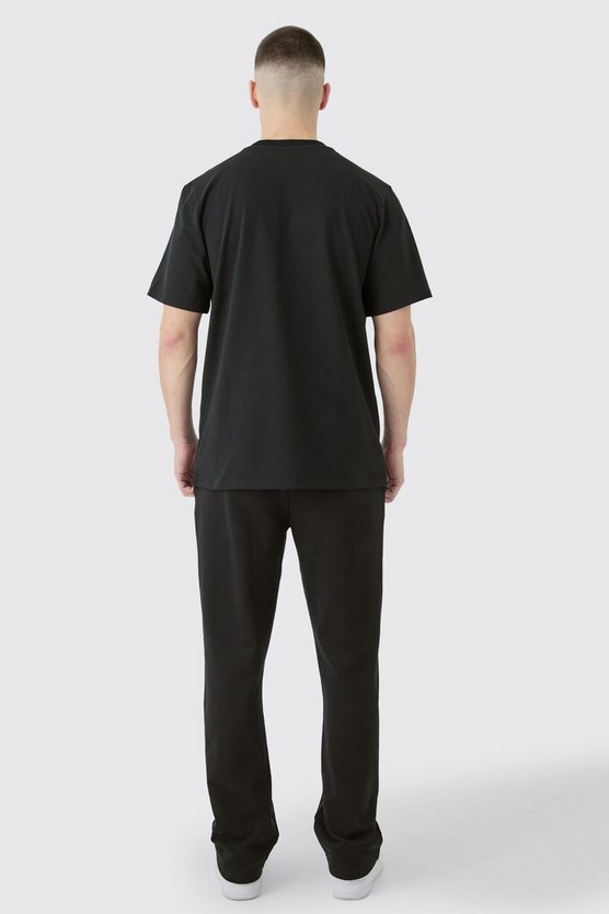 Tall schwarzes Colorblock T-Shirt mit Man-Schriftzug