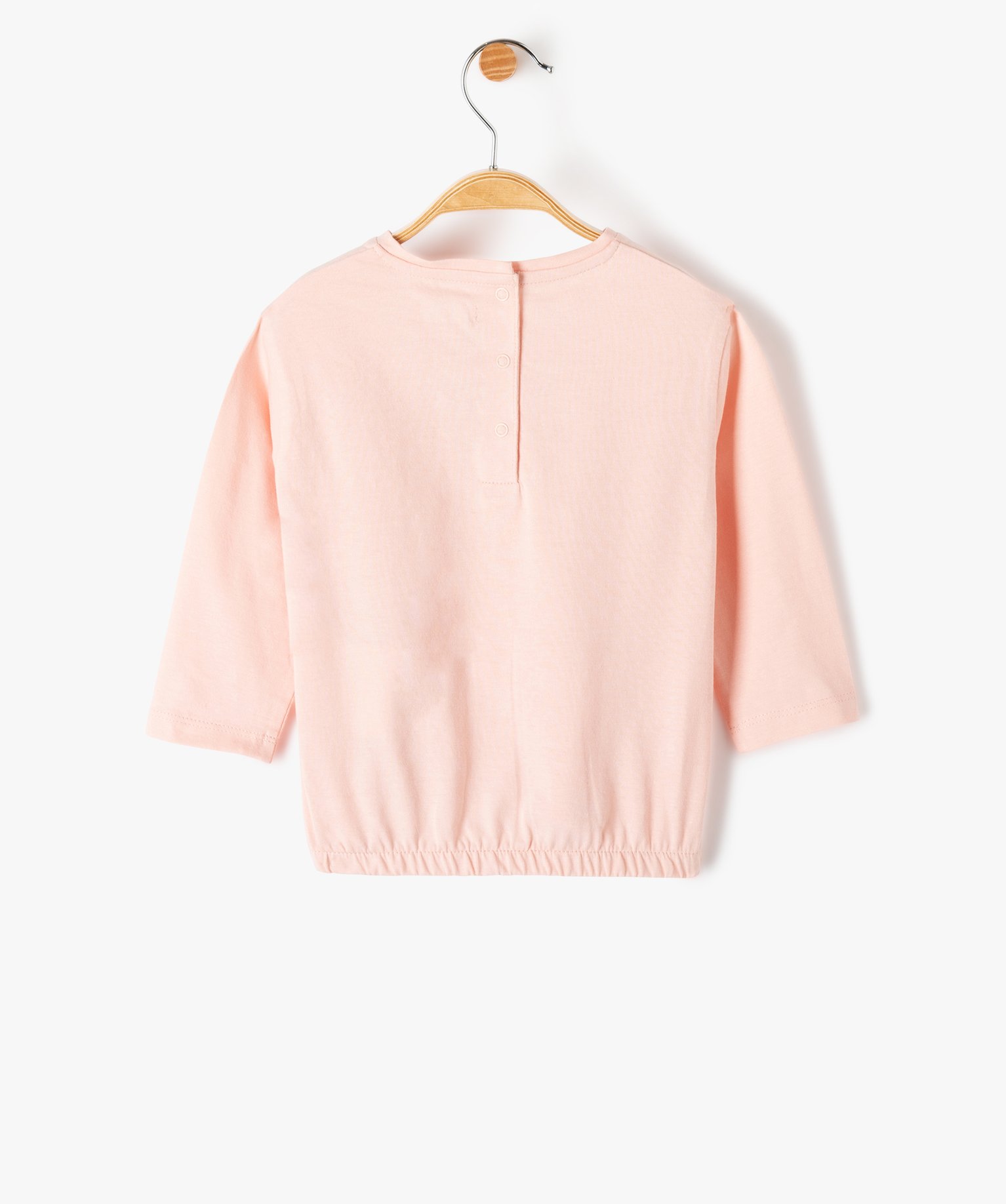 Tee-shirt bébé fille à manches 3/4 et taille élastiquée rose | GEMO