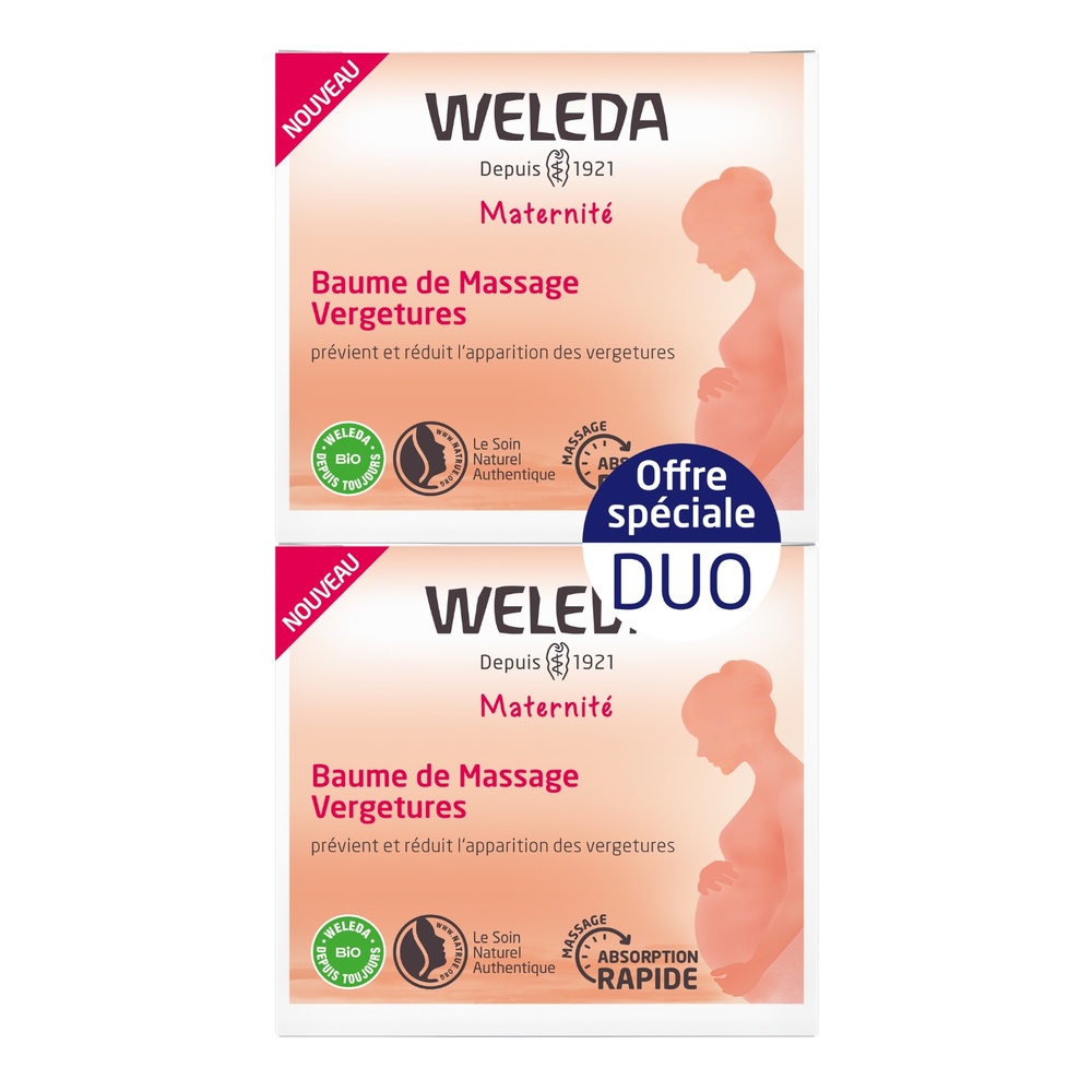 WELEDA Duo Baume de Massage Vergetures - 2 x 150 ml Maternité
