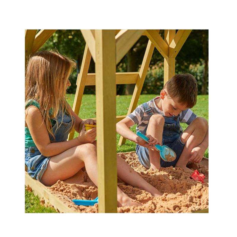 Maisonnette dans les arbres avec toboggan et mur d'escalade TP Toys