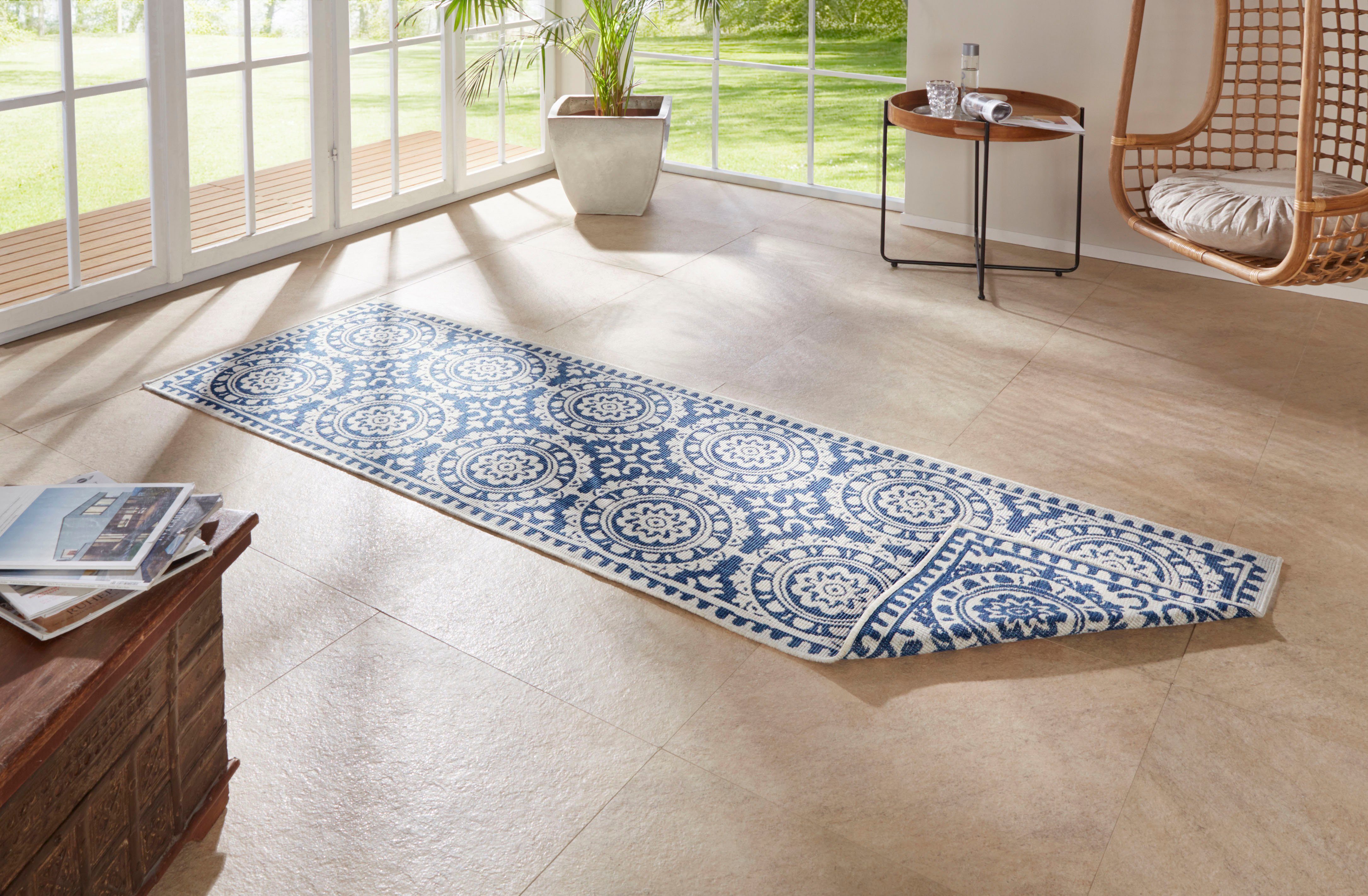 Läufer Jardin, NORTHRUGS, rechteckig, Höhe: 5 mm, Wendeteppich, In-& Outdoor, Vintage, Balkon, Garten, Wohnzimmer, Flur