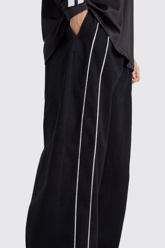 Bungee Waist Stripe Twill Parachute Pants