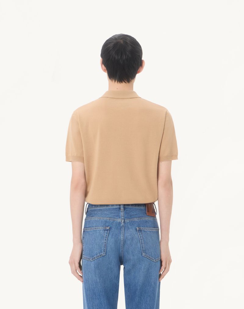 Valentino poloshirt i uld med V-logo-broderi