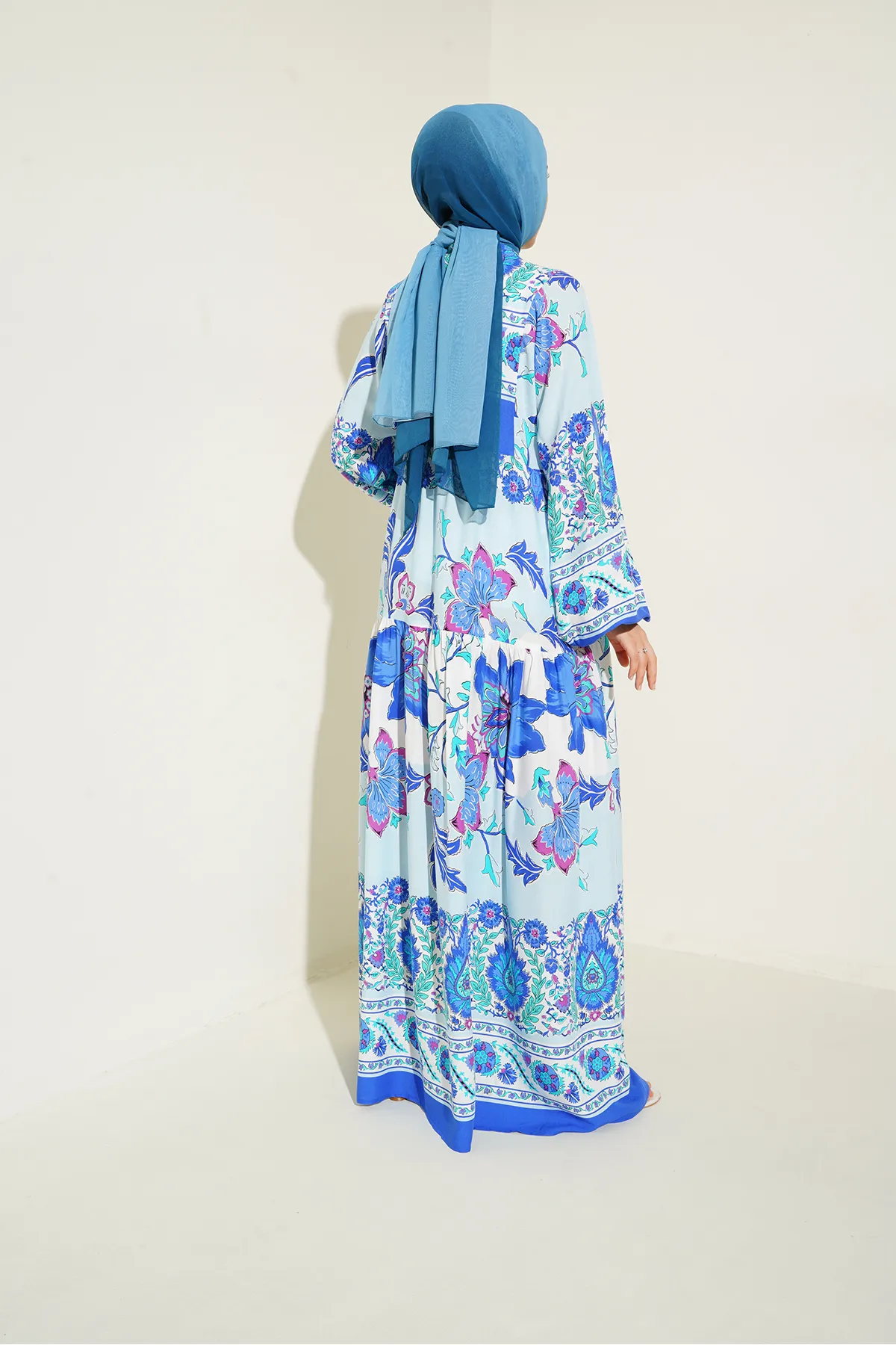 Bigdart  2423 Authentisches gemustertes Hijab-Kleid – D. Saks