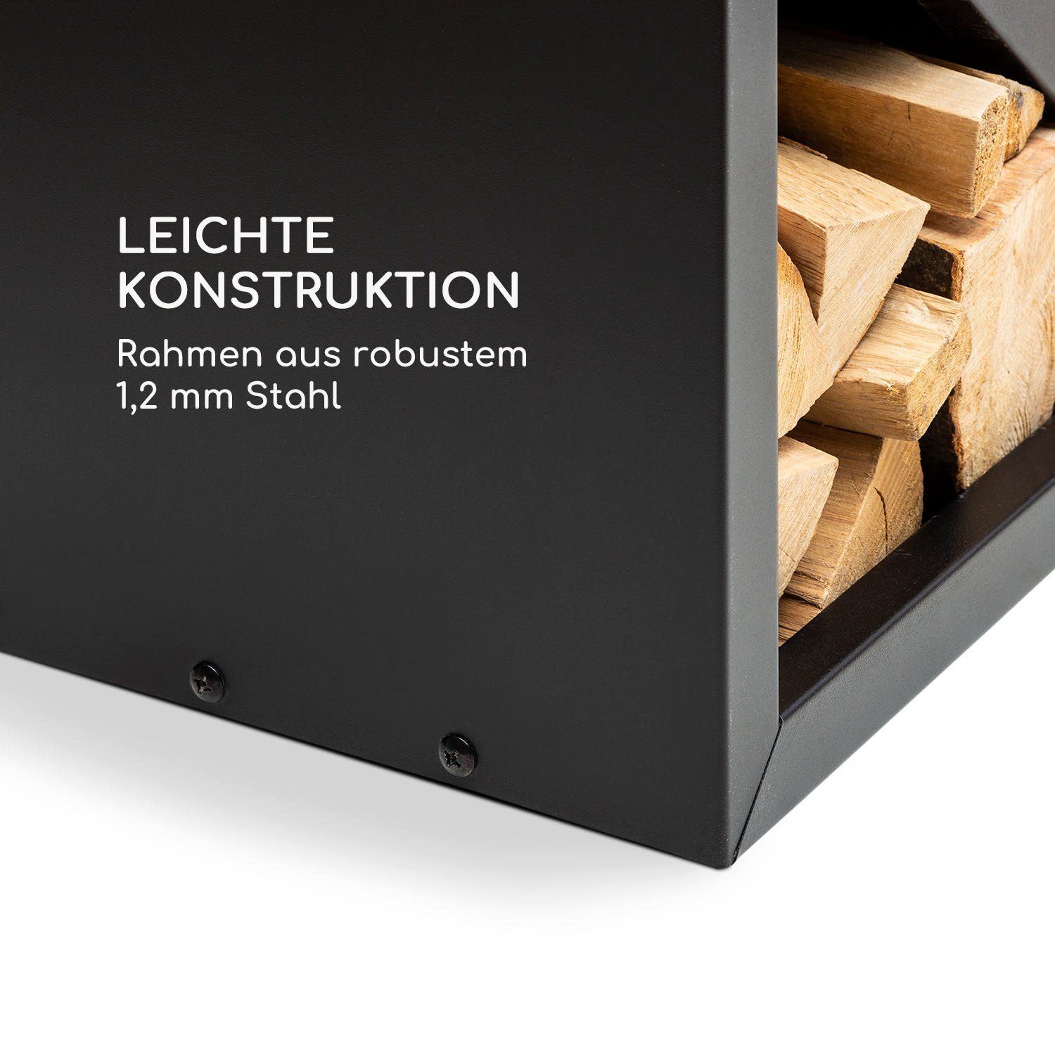 blumfeldt Feuerschale Kindlewood L Black, (ansehnlich moderner Holzspeicher mit Sitzbank-Funktion)