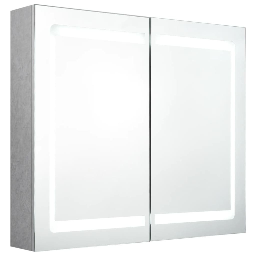 vidaXL Badezimmerspiegelschrank LED-Spiegelschrank fürs Bad Betongrau 80x12x68 cm (1-St)