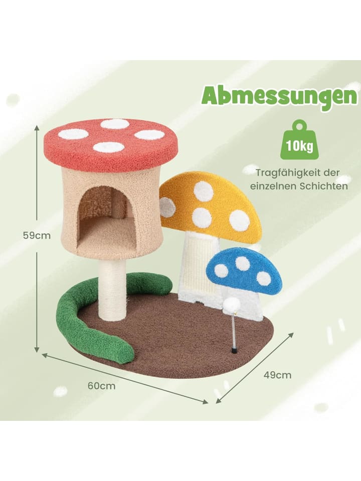 COSTWAY Kratzbaum Pilzoptik 60x49x59cm in Bunt günstig kaufen onesize