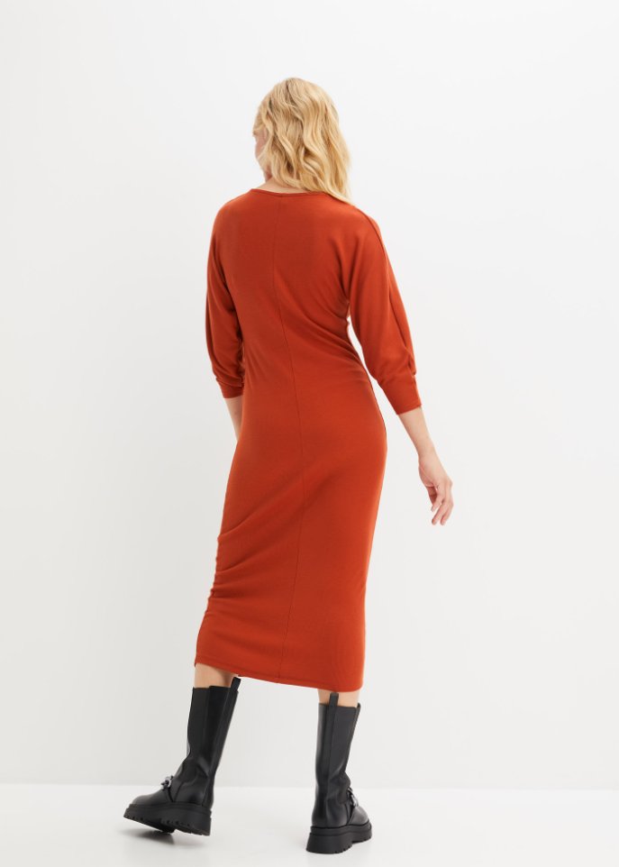 Ripp-Shirtkleid in Wickeloptik