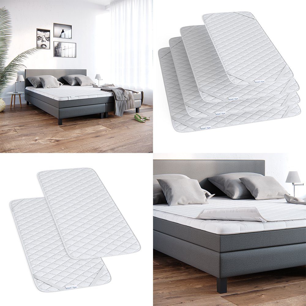 Matratzenschutzbezug Topper Matratzenschoner Auflage 90x200 weiß Mikrofaser VitaliSpa®