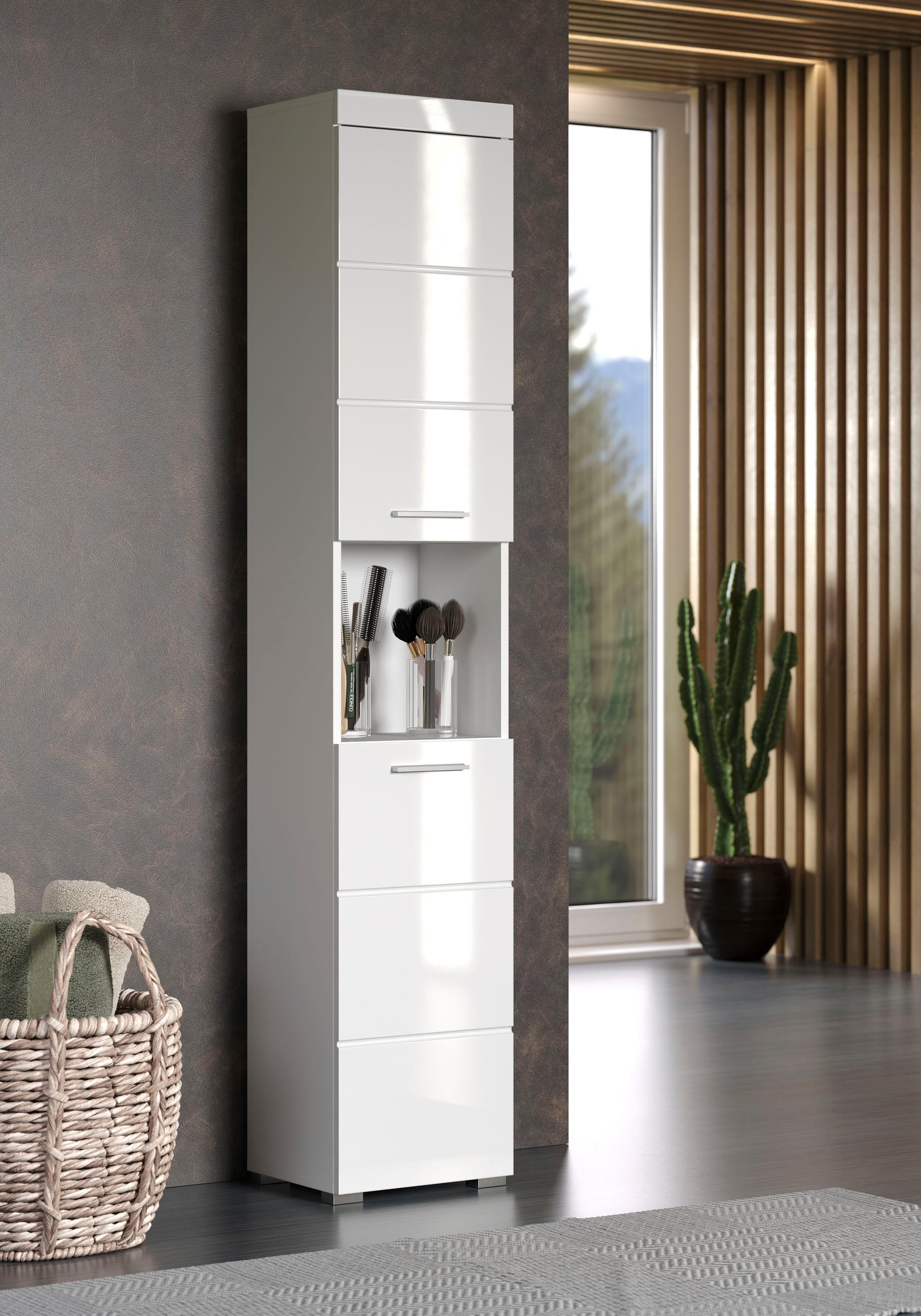 INOSIGN Hochschrank Avena Höhe 190 cm, Badezimmerschrank mit 2 Türen und 1 offenen Fach