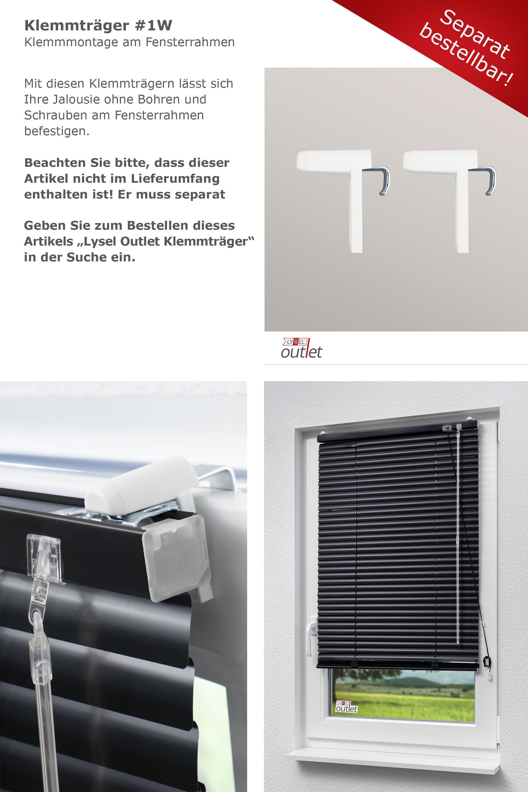 Jalousie Alu 25mm Schwarz, LYSEL®, HxB 175x40cm