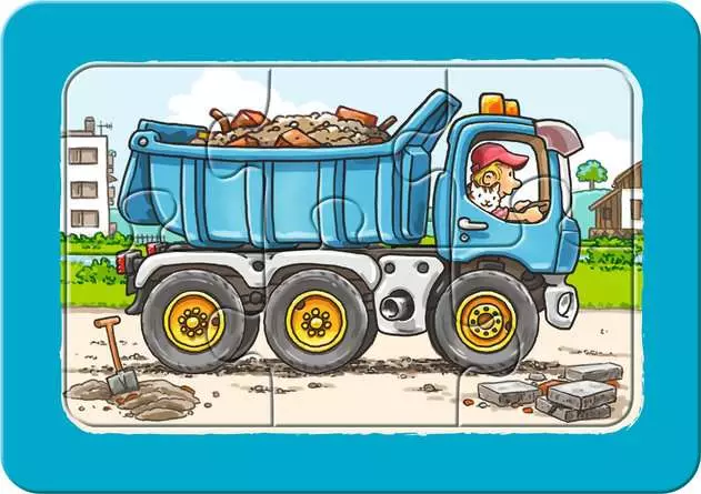 Kinderpuzzle ab 2 Jahren - Bagger, Traktor und Kipplader - 6 Teile