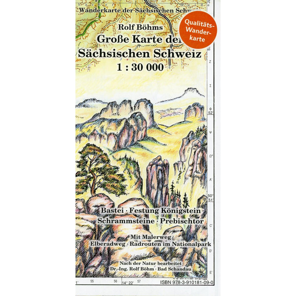 Große Karte der Sächsischen Schweiz 1 : 30 000 - Wanderkarte