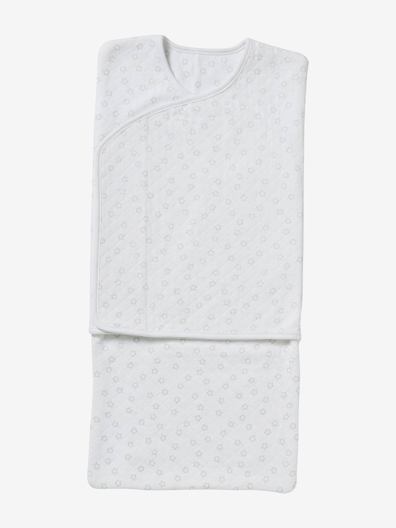 Couverture d'emmaillotage taille 2 VERTBAUDET blanc imprimé étoiles