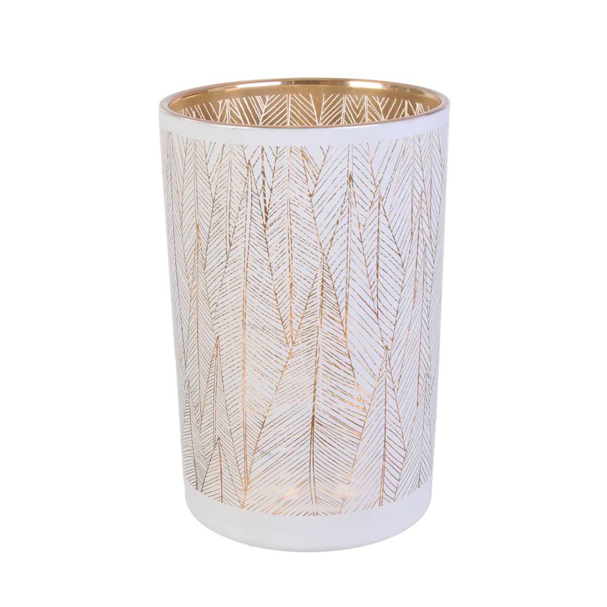 Vase en verre blanc et doré motifs feuilles