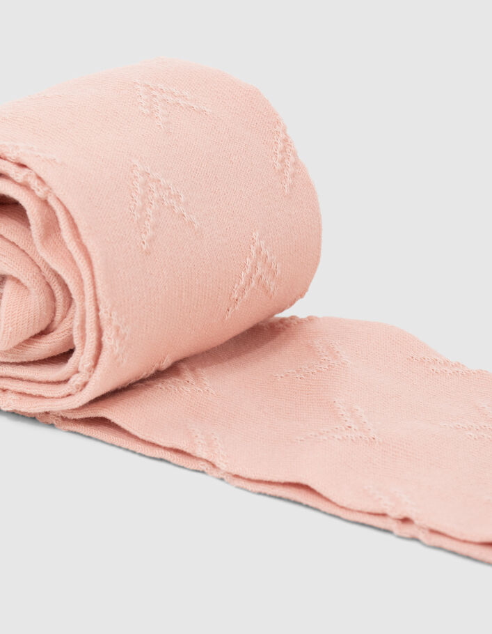 Collants roses tricot motifs chevrons fille