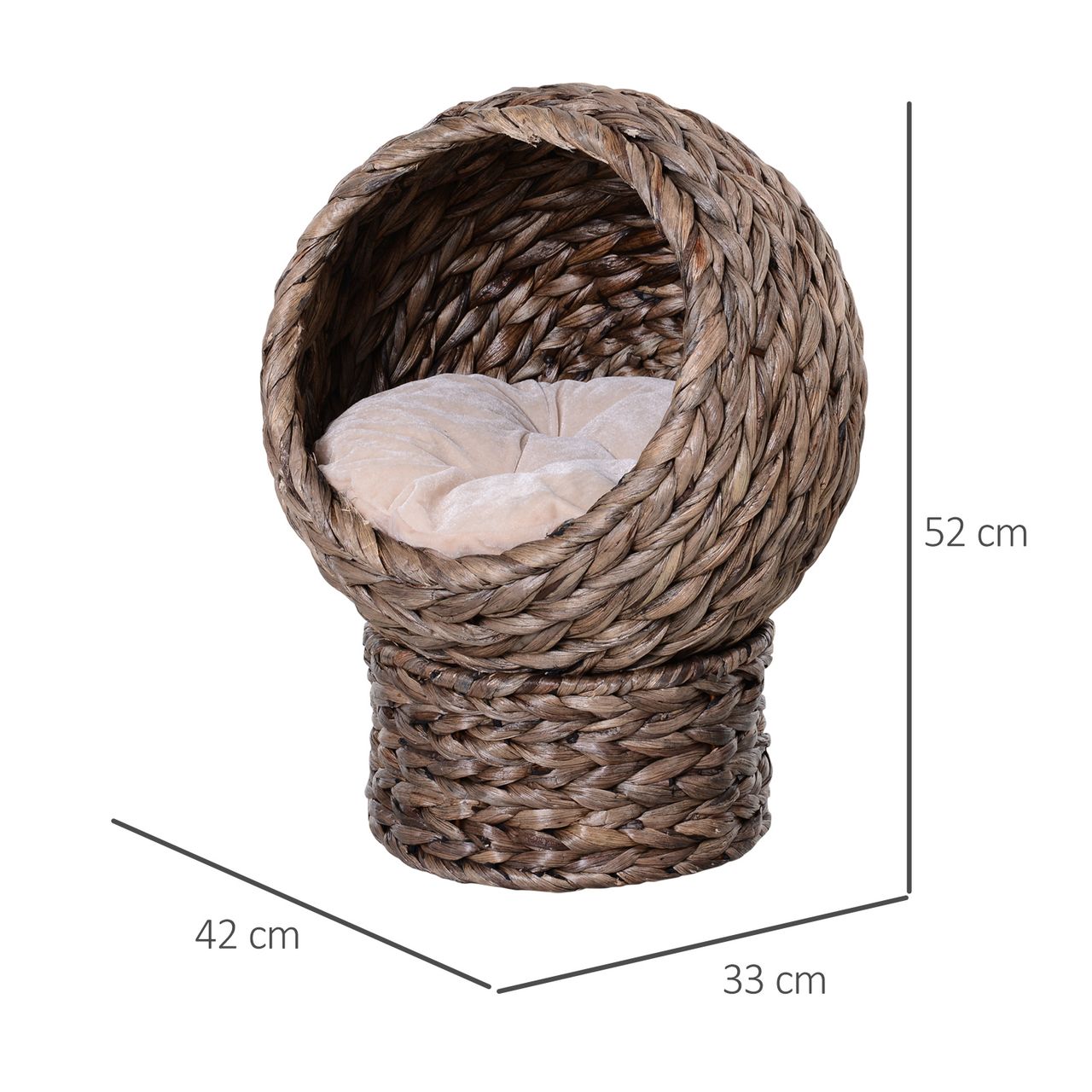 PawHut Rattan Katzenkorb Katzenhöhle Katzenbett mit Kissen Dunkelbraun