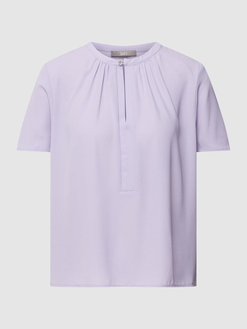 Bluse mit Schlüsselloch-Ausschnitt in lila